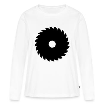 Scie circulaire - T-shirt manches longues Premium bio Femme - blanc - Devant - Julia (174cm)