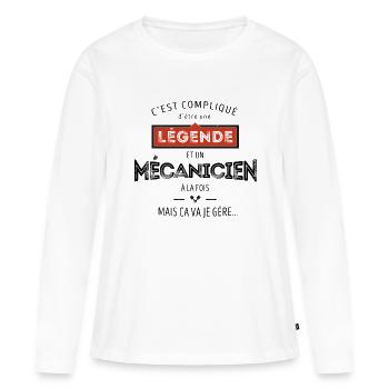 Légende et Routier - T-shirt manches longues Premium bio Femme - blanc - Devant - Julia (174cm)