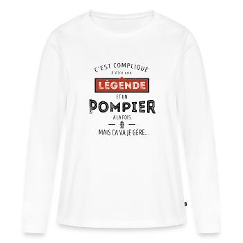 Légende et Pompier - T-shirt manches longues Premium bio Femme - blanc - Devant - Julia (174cm)