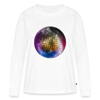Diskokugel Mirrorball farbig - Frauen Premium Bio Langarmshirt - Weiß - Vorne - Julia (174cm)