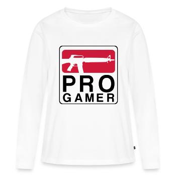 PRO GAMER - T-shirt manches longues Premium bio Femme - blanc - Devant - Julia (174cm)