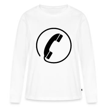 phone_sign__f1 - T-shirt manches longues Premium bio Femme - blanc - Devant - Julia (174cm)