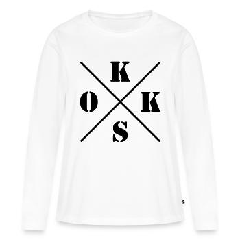 Logo de - T-shirt manches longues Premium bio Femme - blanc - Devant - Julia (174cm)