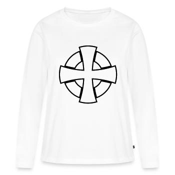 Celtic Cross__V005 - T-shirt manches longues Premium bio Femme - blanc - Devant - Julia (174cm)