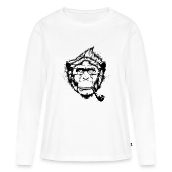 Ironique Chimp - T-shirt manches longues Premium bio Femme - blanc - Devant - Julia (174cm)