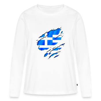 grec grece greece des - T-shirt manches longues Premium bio Femme - blanc - Devant - Julia (174cm)