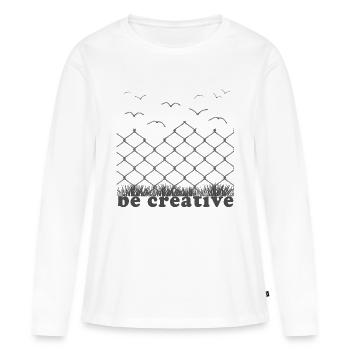 Soyez créatif - T-shirt manches longues Premium bio Femme - blanc - Devant - Julia (174cm)