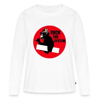 baiser le système - T-shirt manches longues Premium bio Femme - blanc - Devant - Julia (174cm)