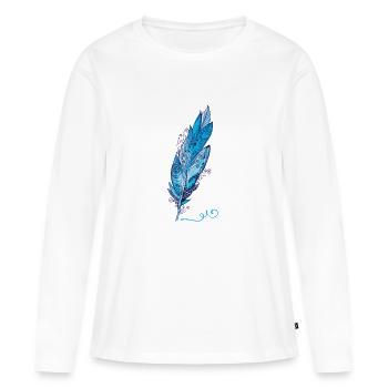 Feder - Frauen Premium Bio Langarmshirt - Weiß - Vorne - Julia (174cm)
