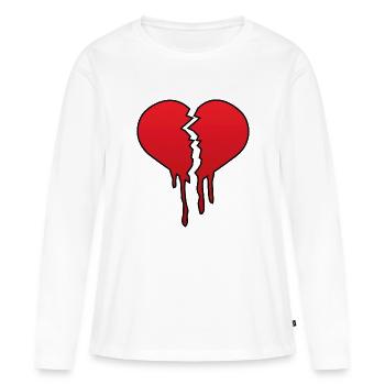 Le coeur brisé de - T-shirt manches longues Premium bio Femme - blanc - Devant - Julia (174cm)