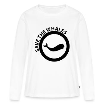 save the whales - T-shirt manches longues Premium bio Femme - blanc - Devant - Julia (174cm)