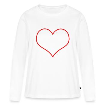 coeur transparent rouge - T-shirt manches longues Premium bio Femme - blanc - Devant - Julia (174cm)