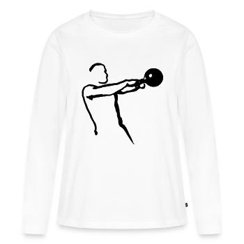 Kettlebell Swing groß - Frauen Premium Bio Langarmshirt - Weiß - Vorne - Julia (174cm)