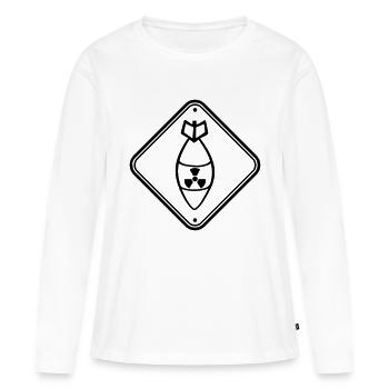 bouclier danger attention attention bombe atomique - T-shirt manches longues Premium bio Femme - blanc - Devant - Julia (174cm)