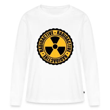 timbre danger prudence attention prudence bombe atomique - T-shirt manches longues Premium bio Femme - blanc - Devant - Julia (174cm)