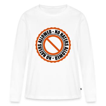 no haters allowed interdit signe signe cachet - T-shirt manches longues Premium bio Femme - blanc - Devant - Julia (174cm)