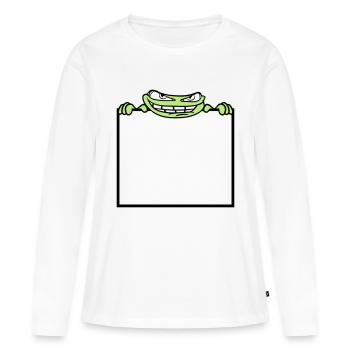 frosch schild verstecken rahmen text schreiben mau - Frauen Premium Bio Langarmshirt - Weiß - Vorne - Julia (174cm)