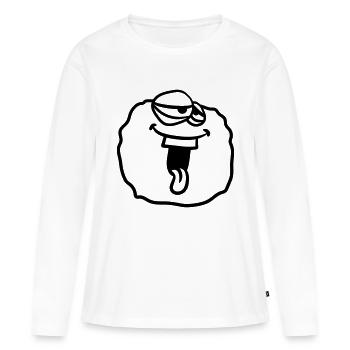 cercle de balle autour du visage de rire monstre de tête drôle - T-shirt manches longues Premium bio Femme - blanc - Devant - Julia (174cm)
