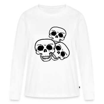 familie crew 3 freunde team trio schaedel skelett - Frauen Premium Bio Langarmshirt - Weiß - Vorne - Julia (174cm)