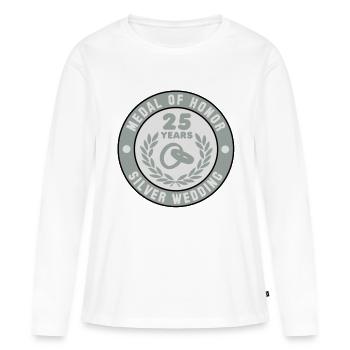 MEDAL OF HONOR ARGENT MARIAGE 25 3C - T-shirt manches longues Premium bio Femme - blanc - Devant - Julia (174cm)