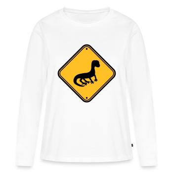 warning caution caution note shield silhouette - Women's Premium Organic Long Sleeve Shirt - white - Front - Julia (174cm)