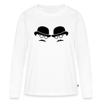 deux hommes à chapeau melon avec des lunettes et - T-shirt manches longues Premium bio Femme - blanc - Devant - Julia (174cm)