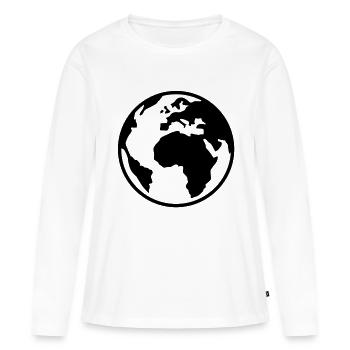 Terre - Monde - Globe - 1C - T-shirt manches longues Premium bio Femme - blanc - Devant - Julia (174cm)