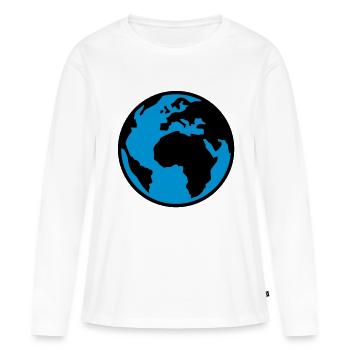 Terre - Monde - Globe - 2C - T-shirt manches longues Premium bio Femme - blanc - Devant - Julia (174cm)