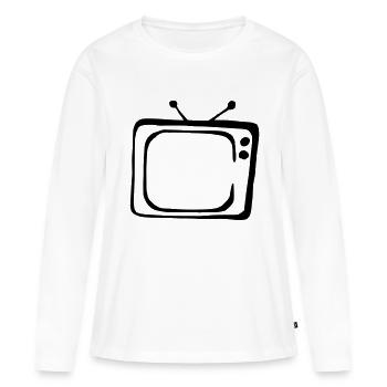 Fernseher - Frauen Premium Bio Langarmshirt - Weiß - Vorne - Julia (174cm)