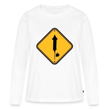 danger warning sign caution caution danger zone - Women's Premium Organic Long Sleeve Shirt - white - Front - Julia (174cm)