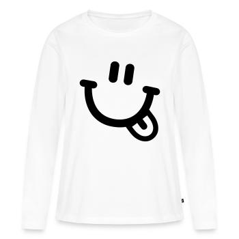 Smiley visage - T-shirt manches longues Premium bio Femme - blanc - Devant - Julia (174cm)