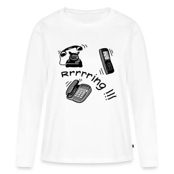 telephone - T-shirt manches longues Premium bio Femme - blanc - Devant - Julia (174cm)