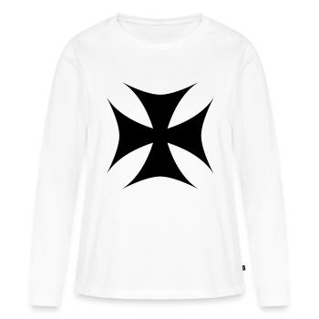 Templer Kreuz - Frauen Premium Bio Langarmshirt - Weiß - Vorne - Julia (174cm)
