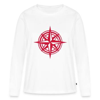 kompass - Frauen Premium Bio Langarmshirt - Weiß - Vorne - Julia (174cm)