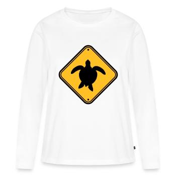Attention zone d'avertissement Attention Attention aux déchets - T-shirt manches longues Premium bio Femme - blanc - Devant - Julia (174cm)
