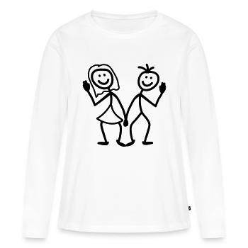 Freundlich Paar - Frauen Premium Bio Langarmshirt - Weiß - Vorne - Julia (174cm)