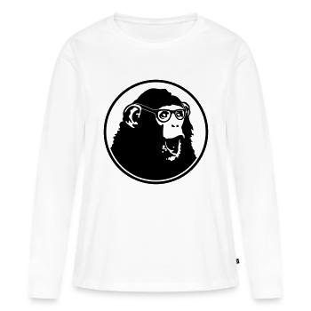 Nerdy Ape with Glasses - T-shirt manches longues Premium bio Femme - blanc - Devant - Julia (174cm)