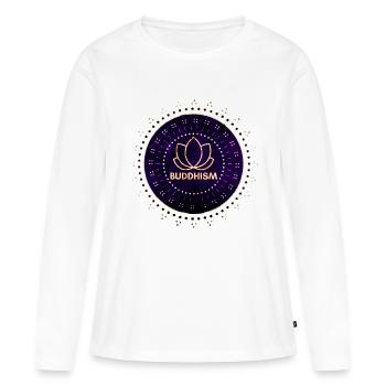 Bouddhisme Anglais - T-shirt manches longues Premium bio Femme - blanc - Devant - Julia (174cm)