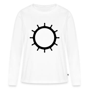 Volant 1c VIDE - T-shirt manches longues Premium bio Femme - blanc - Devant - Julia (174cm)