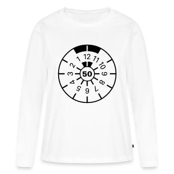 50 - TÜV anniversaire autocollant - T-shirt manches longues Premium bio Femme - blanc - Devant - Julia (174cm)