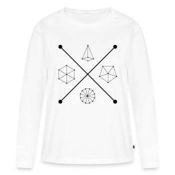 Géométrie - T-shirt manches longues Premium bio Femme - blanc - Devant - Julia (174cm)