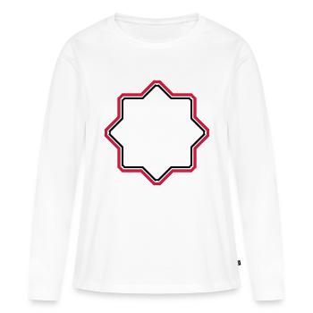 étoile rouge bordée cadre texte champ écrire n - T-shirt manches longues Premium bio Femme - blanc - Devant - Julia (174cm)