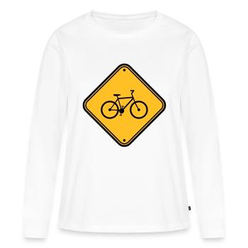 Signboard Bicycle Sign Note Warning Zone - Women's Premium Organic Long Sleeve Shirt - white - Front - Julia (174cm)