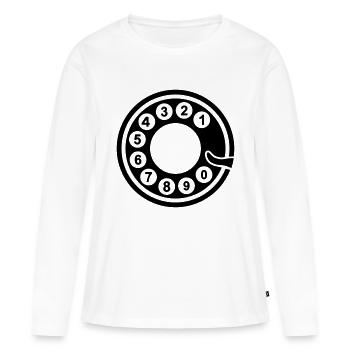 Telephone - T-shirt manches longues Premium bio Femme - blanc - Devant - Julia (174cm)