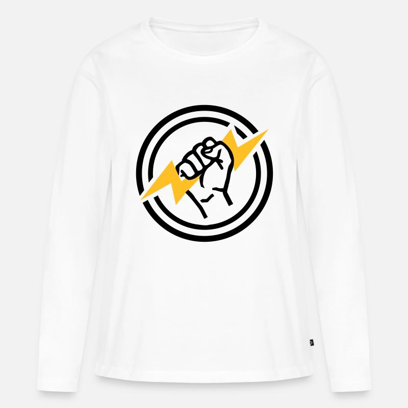 Blitz - Frauen Premium Bio Langarmshirt - Weiß