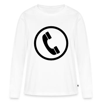 Phone Sign - T-shirt manches longues Premium bio Femme - blanc - Devant - Julia (174cm)