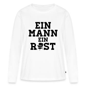 EIN MANN EIN ROST - Grillschürze - Frauen Premium Bio Langarmshirt - Weiß - Vorne - Julia (174cm)