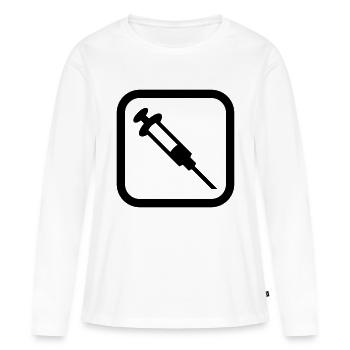 Logo de la seringue - T-shirt manches longues Premium bio Femme - blanc - Devant - Julia (174cm)