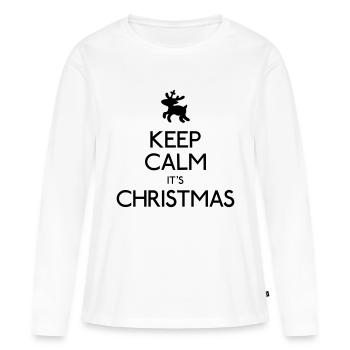 keep calm christmas - T-shirt manches longues Premium bio Femme - blanc - Devant - Julia (174cm)