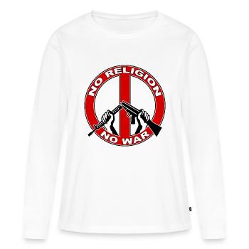 No religion no war - T-shirt manches longues Premium bio Femme - blanc - Devant - Julia (174cm)